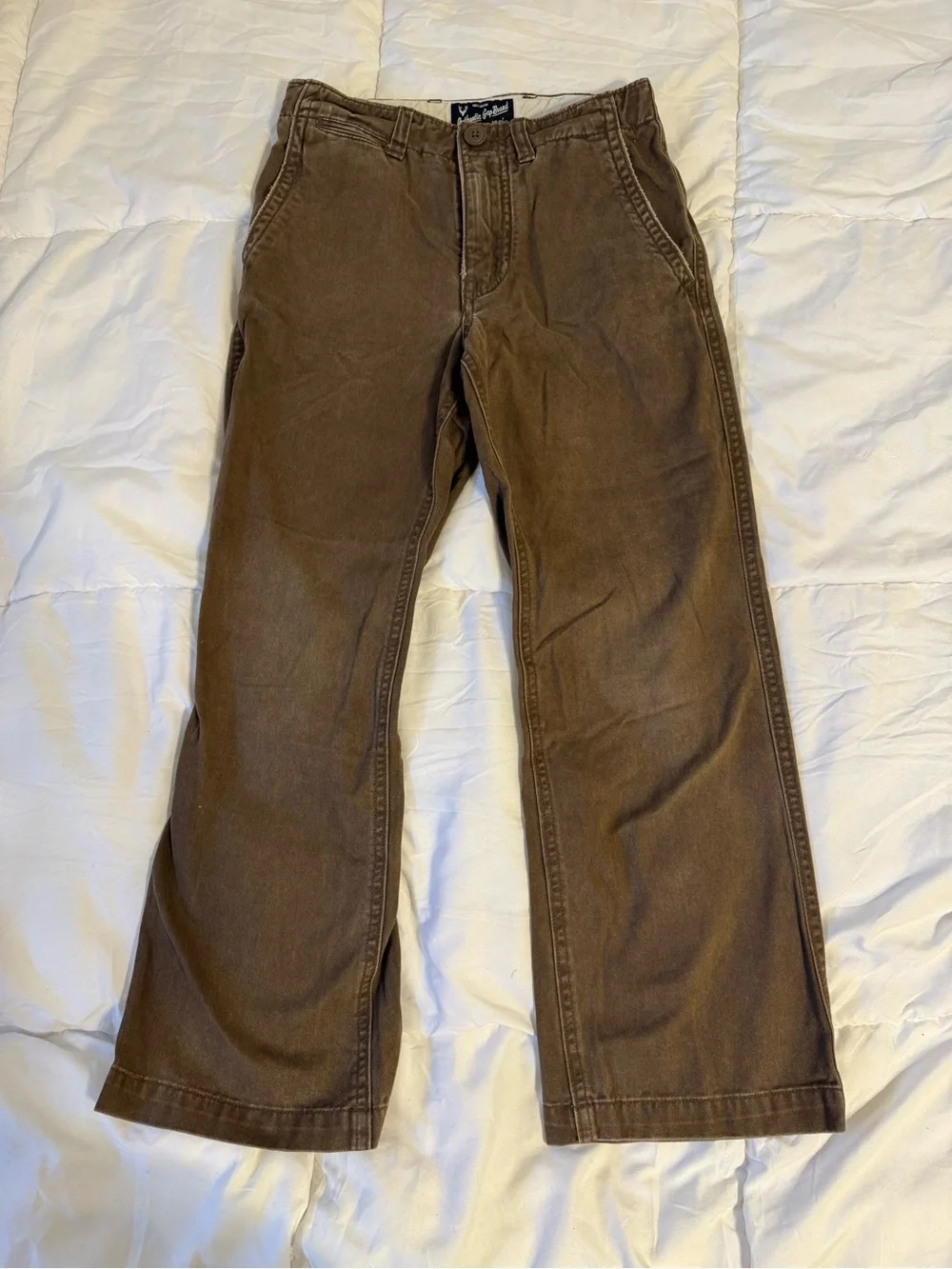 Boys Brown Wide Leg Chino Pants Size 8